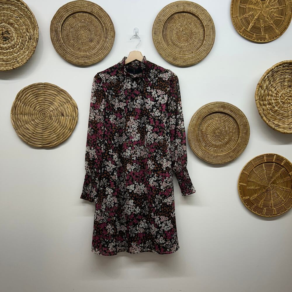 NEW Ann Taylor Above Knee Short Dress 4T 4 TALL Flower Floral Long Sleeve Lined